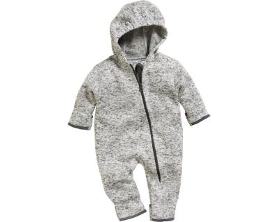 meliertes Muster Playshoes Baby Strickfleece-Overall atmungsaktiver Unisex-Jumpsuit für Jungen und Mädchen mit langem Reißverschluss und Kapuze